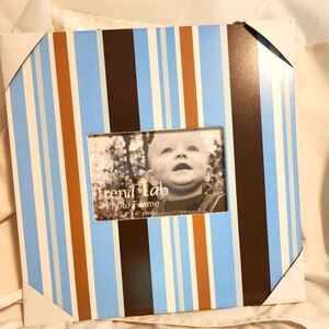 Kids Photo Frame Trend Lab Nursery Decor Wall Hanging Brown Blue White 4x6 New